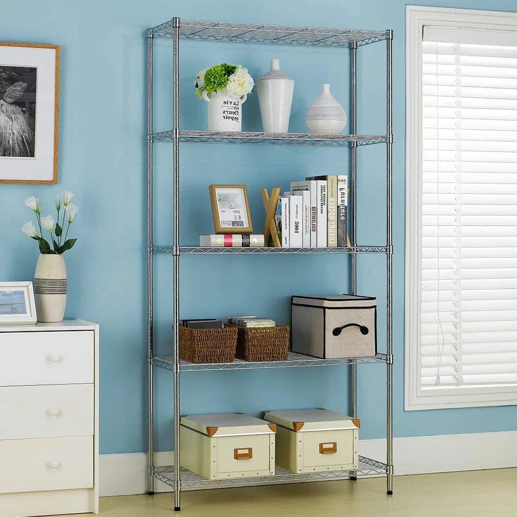 5 Tier Wire Shelving Unit Black U942