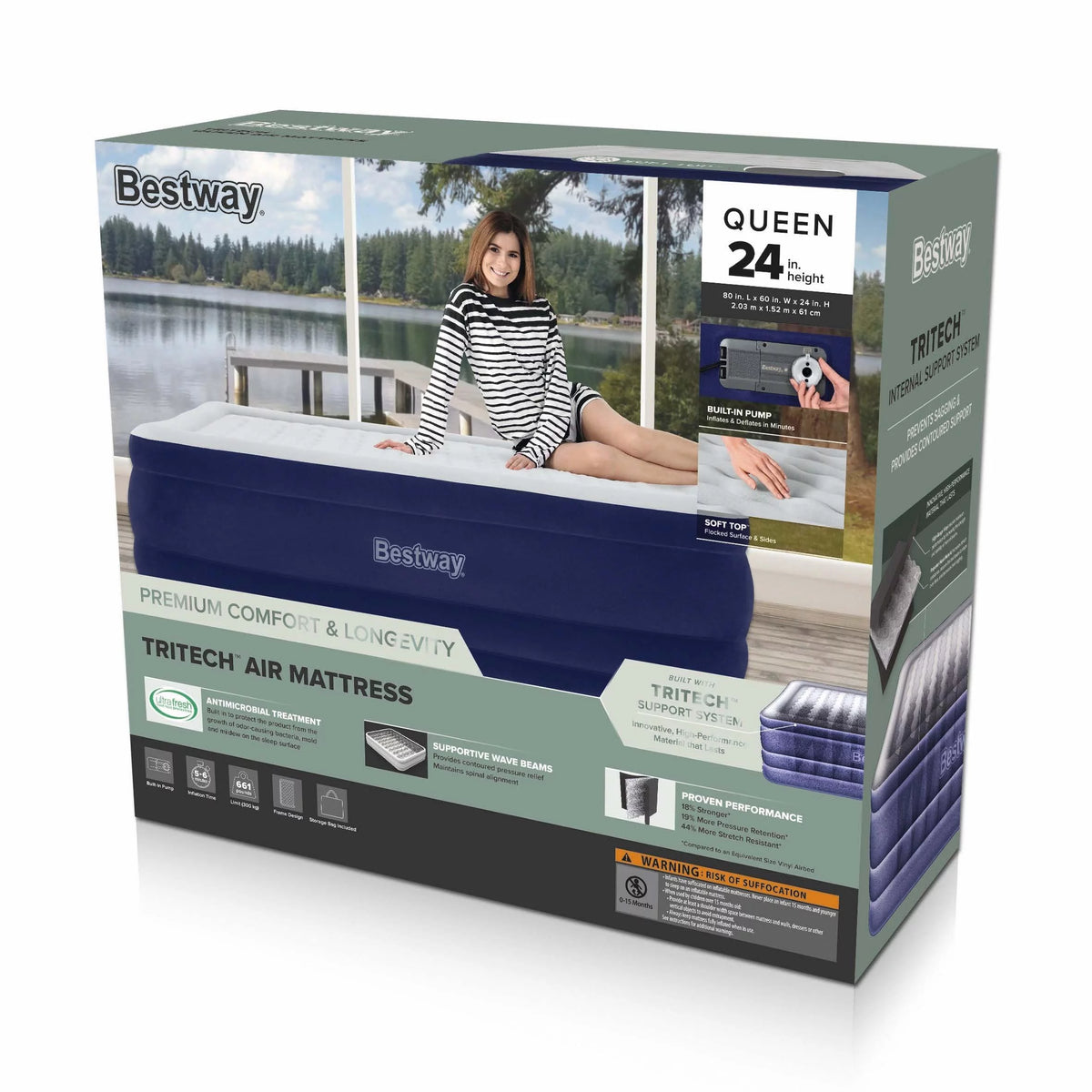 Queen Air Mattress with Built-in AC Pump N4223