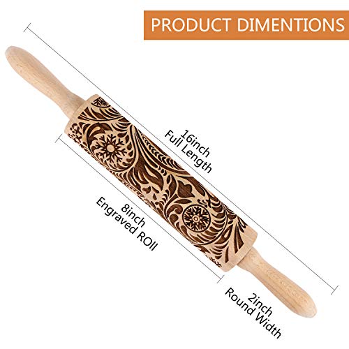 Wooden Embossed Rolling Pin R6388
