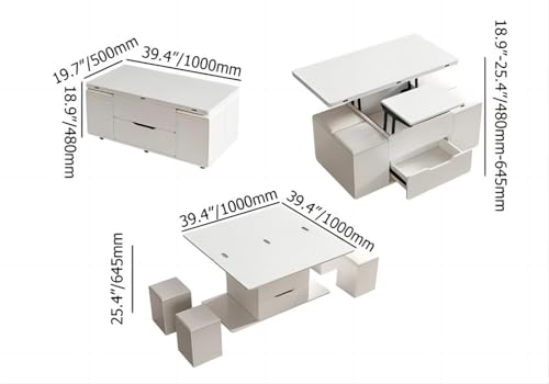White Lift Top Coffee Table with Hidden Storage R45529