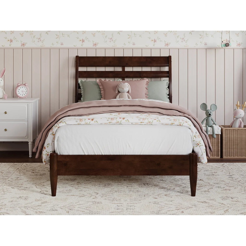 Twin Wood Low Profile Platform Bed in Walnut M711