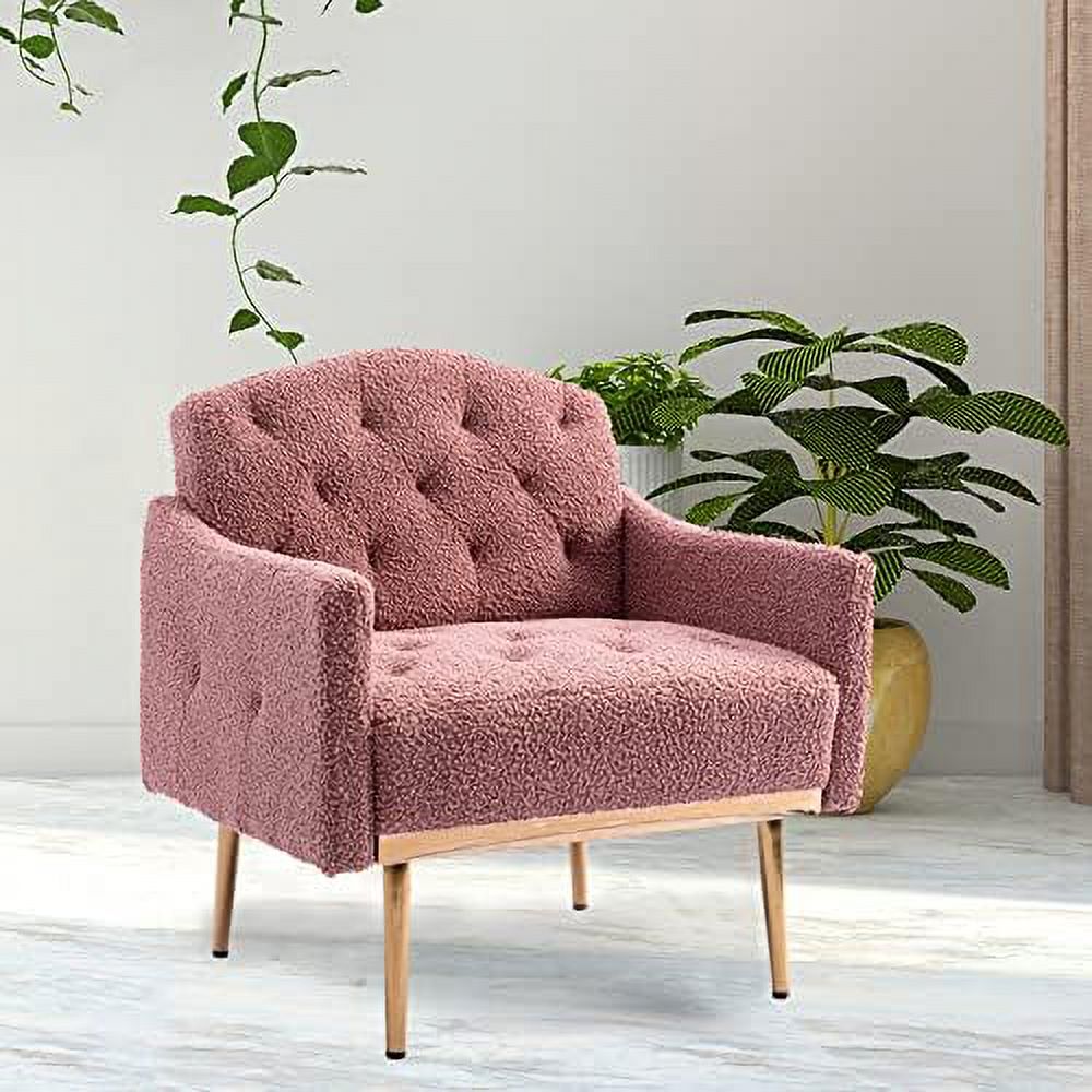 Velvet Accent Chair with Arms and Metal Legs U70939