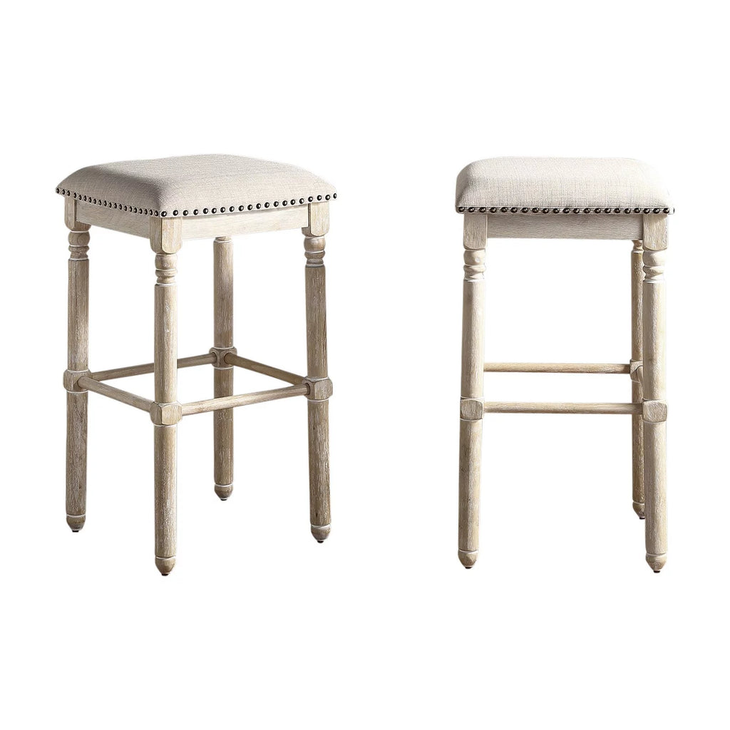 Solid Wood Swivel Bar Stool Gray Set of 2 L180210