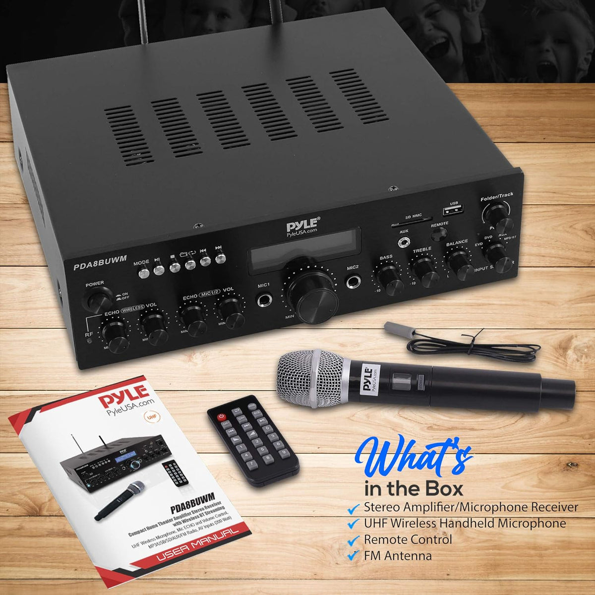 200W Dual Channel Wireless Microphone Power Amplifier System U980