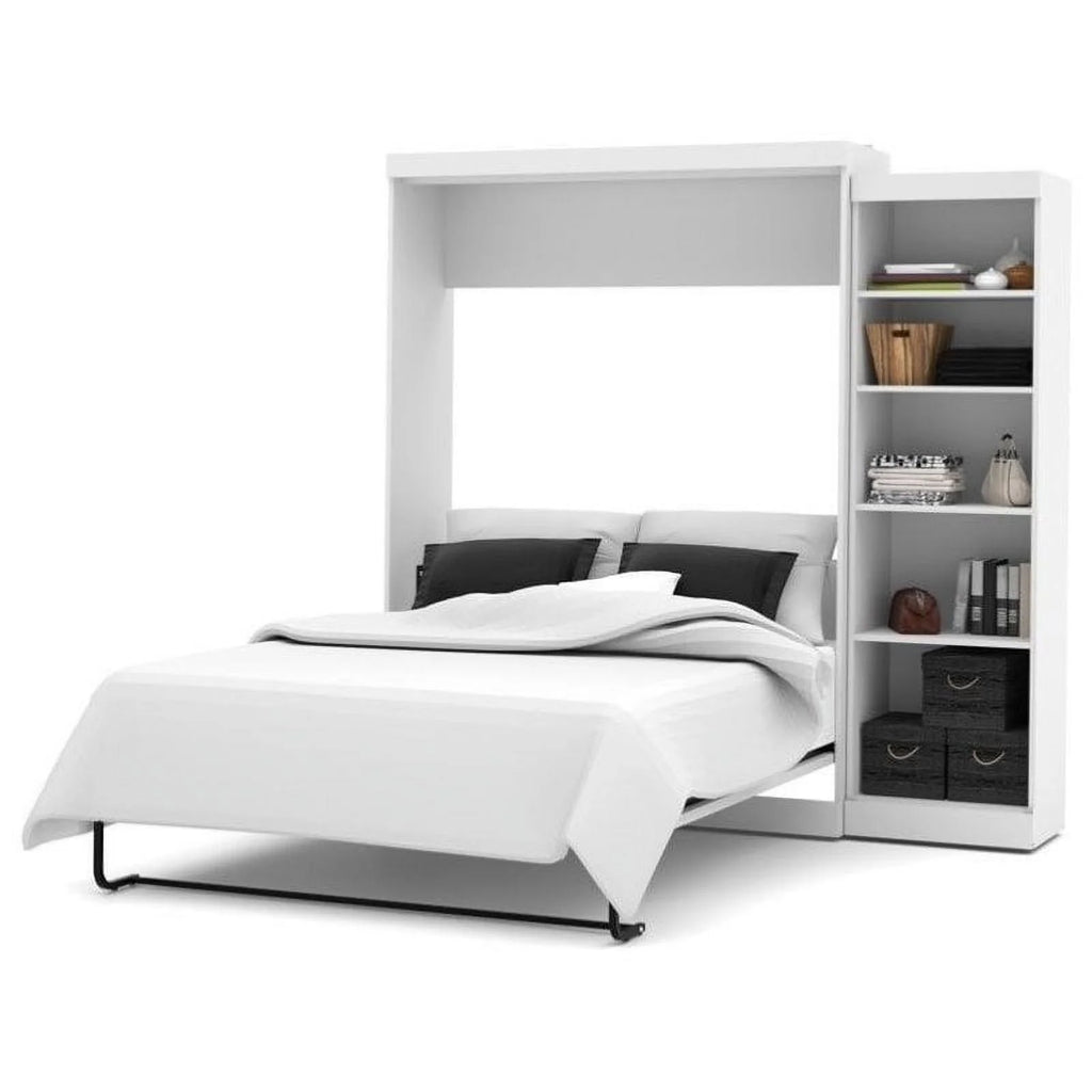 Queen Wall Bed with Storage in White I2317