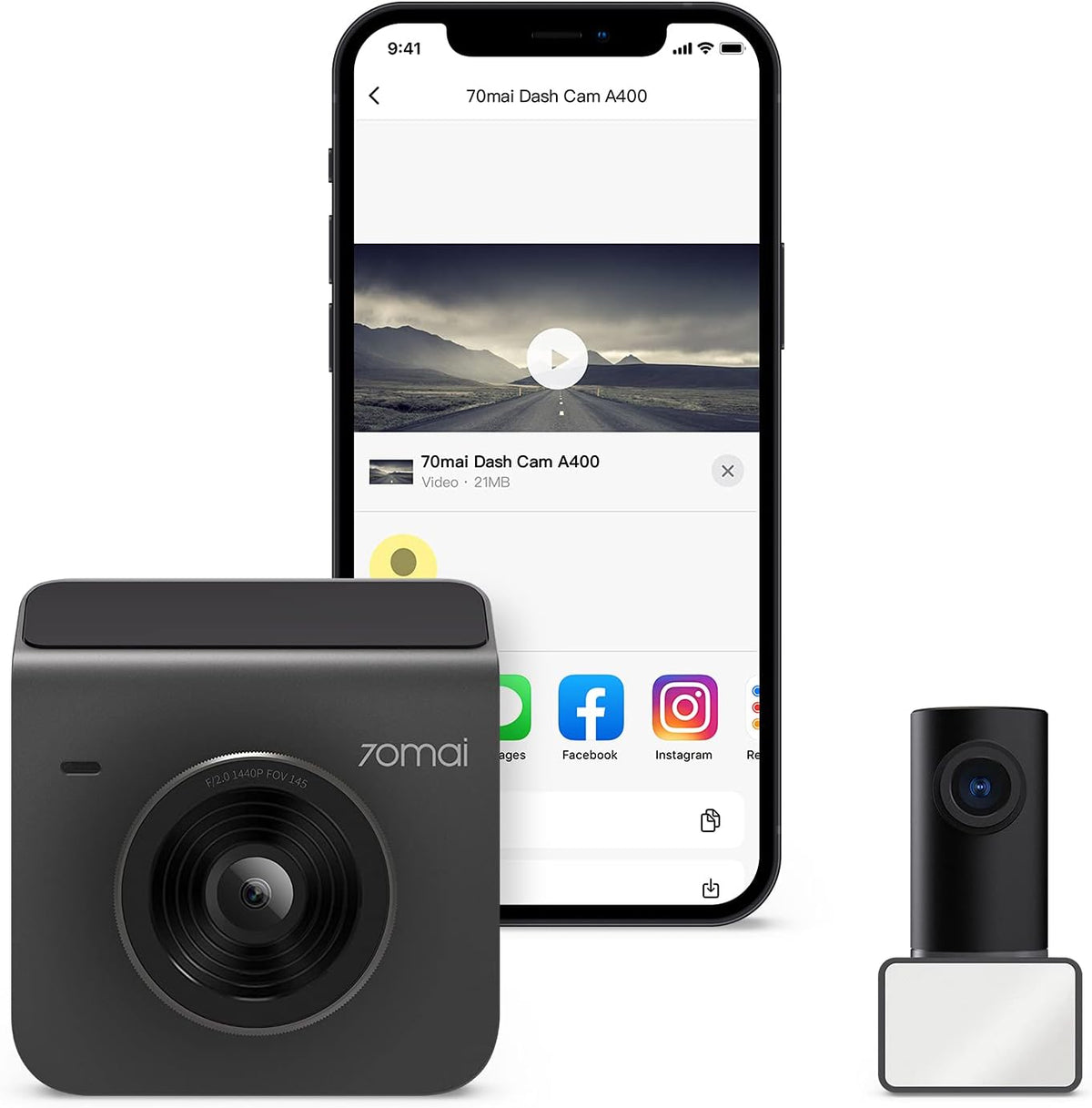 Dash Cam Front and Rear 2K QHD 1080P WiFi 145° Wide-Angle Night Vision B6305