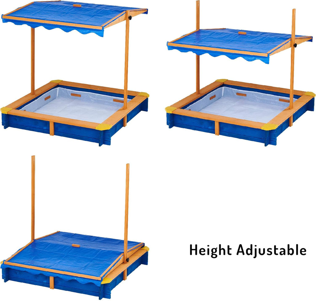 Wooden Outdoor Kids Sandbox with Canopy L408304