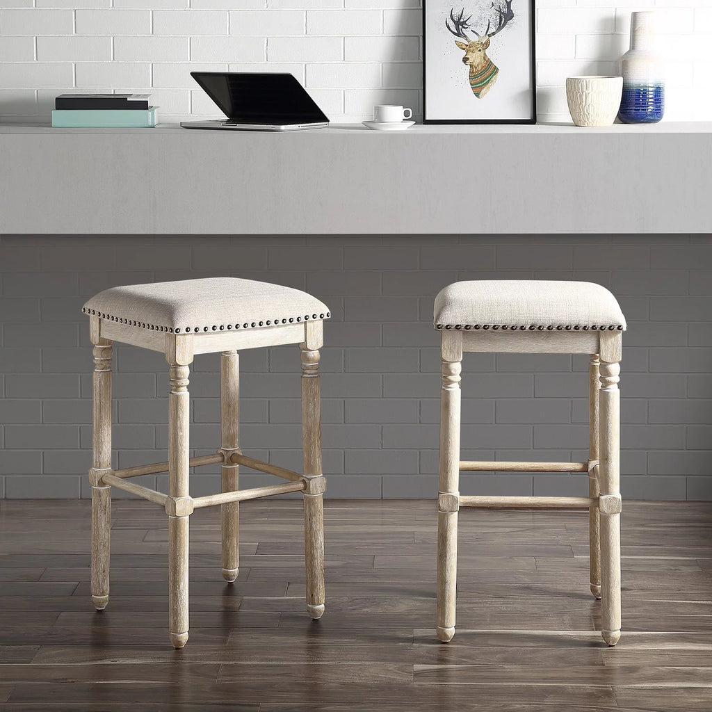 Solid Wood Swivel Bar Stool Gray Set of 2 L180210