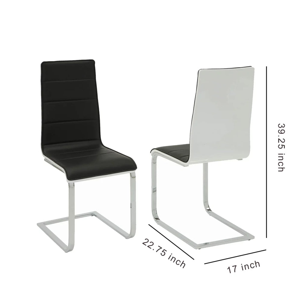 Set of 2 White and Black Metal Dining Chairs S724