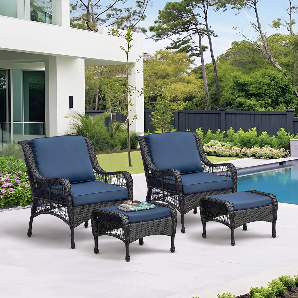 Navy Blue Outdoor Rattan Chairs Set of 2 Z6722