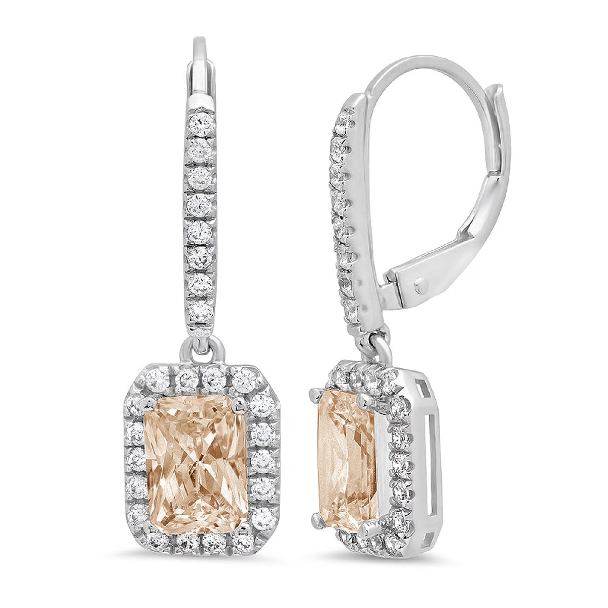 18K White Gold Lever Back Earrings T932797