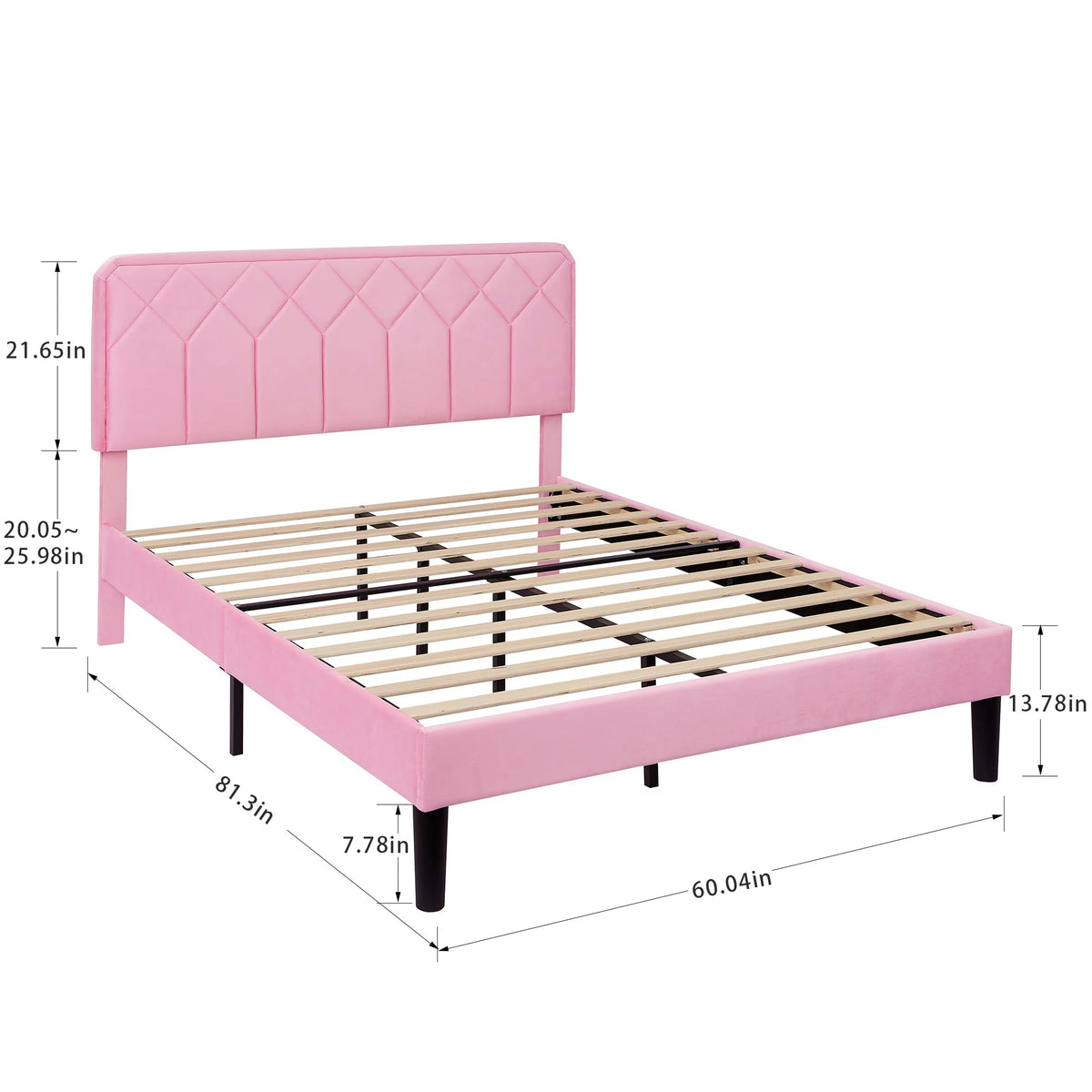 Twin Size Upholstered Platform Bed Frame with Adjustable Headboard Q7477