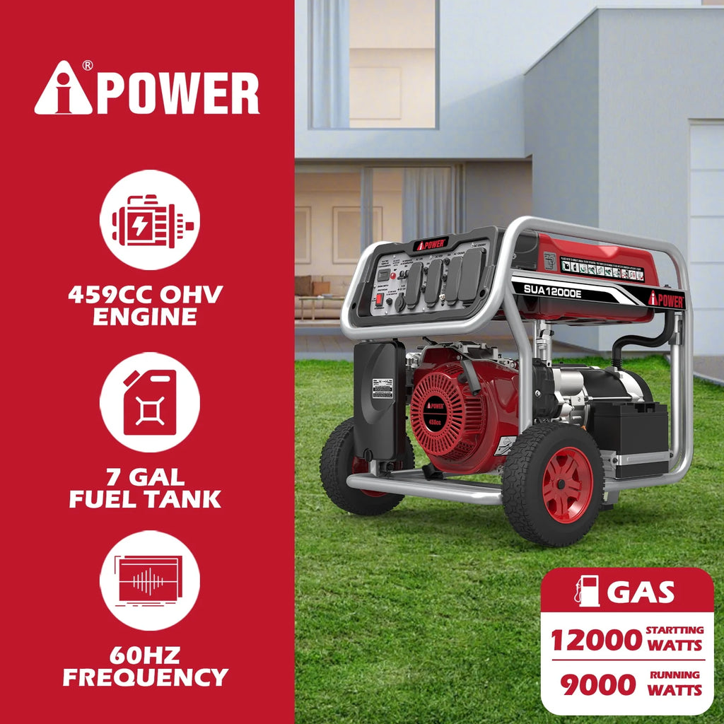 12000 Watt Portable Gas Powered Generator with Electric Start S216