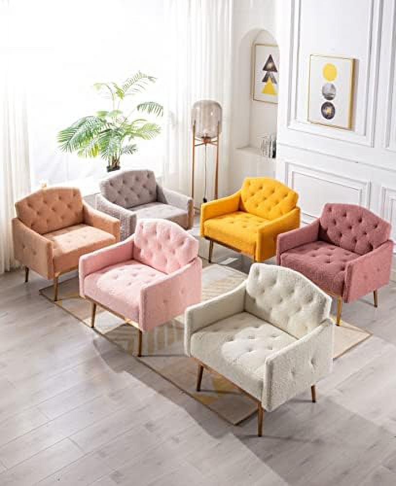 Velvet Accent Chair with Arms and Metal Legs U70939