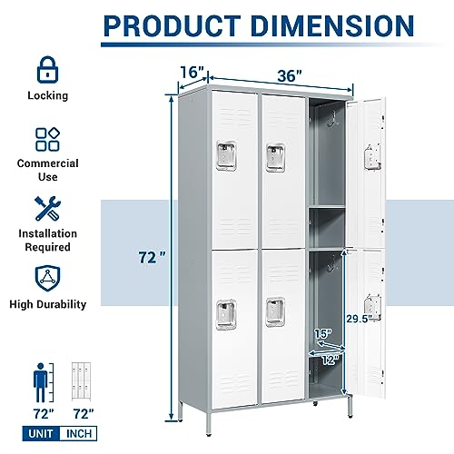 Gray White 3 Door Steel Storage Locker S735