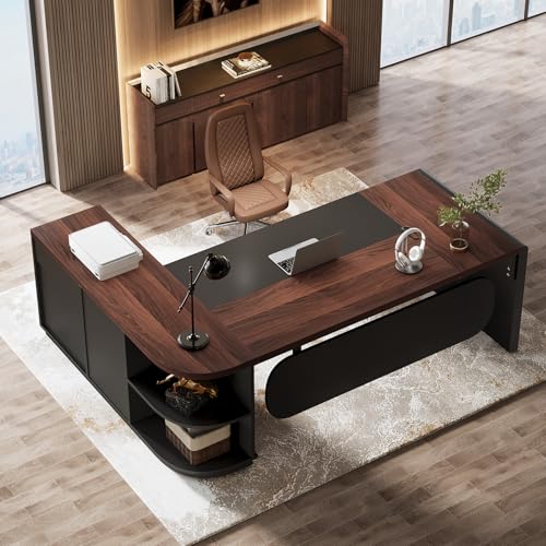 80'' L-Shaped Desk with Drawers Cabinet and Storage Shelves S240933