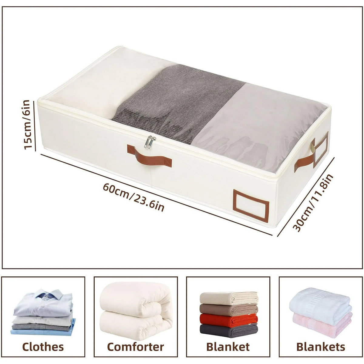 Beige Collapsible Underbed Storage Bag, 2 Pack Z62619