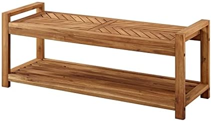 48 Chevron Acacia Wood Patio Storage Bench D7962