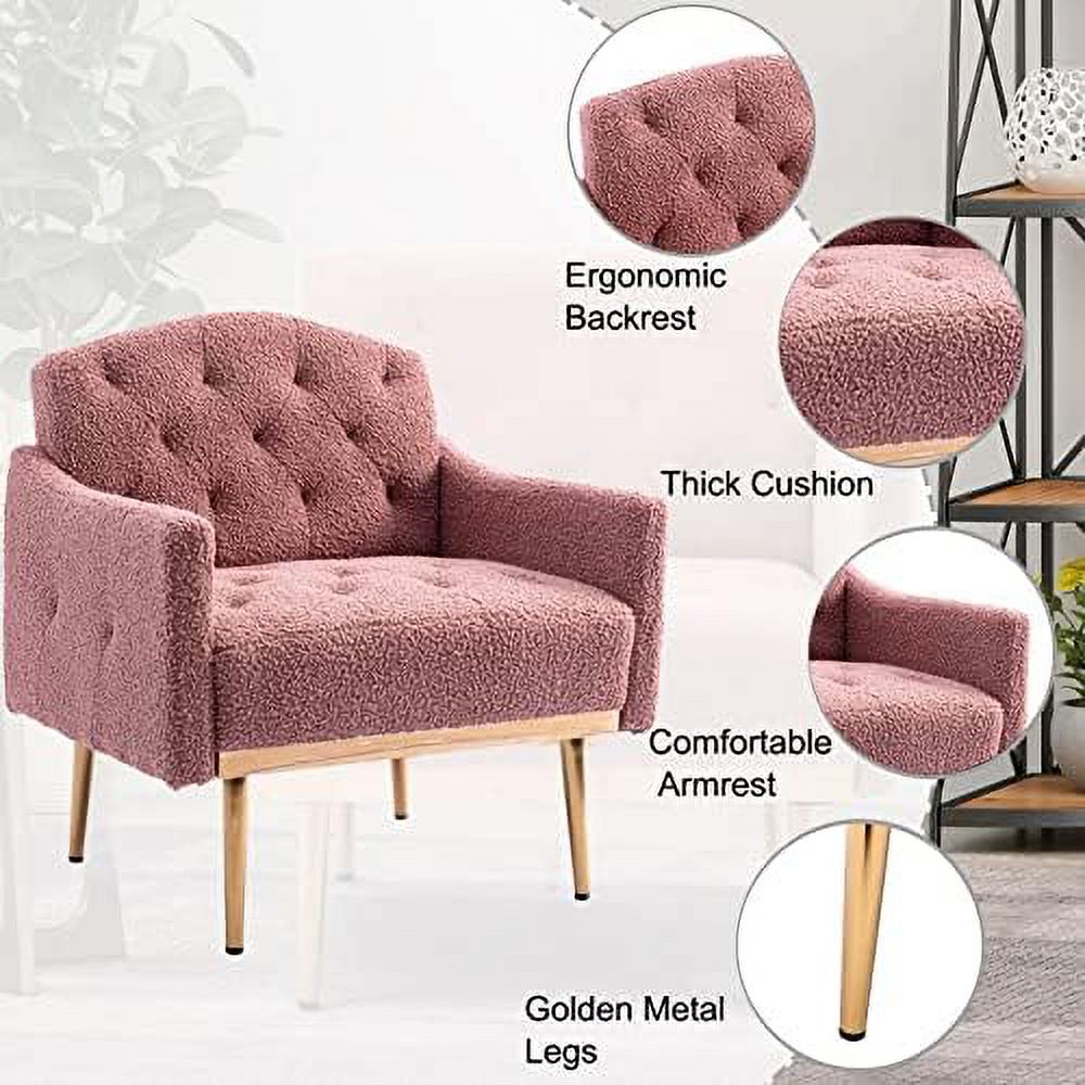 Velvet Accent Chair with Arms and Metal Legs U70939
