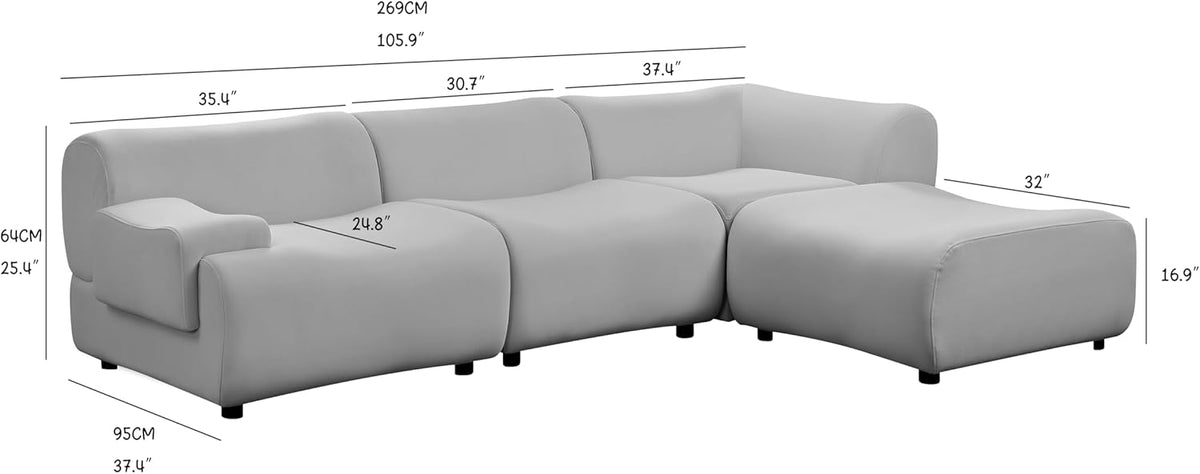 105.9'' Curved Sectional Sofa (Orange) E224