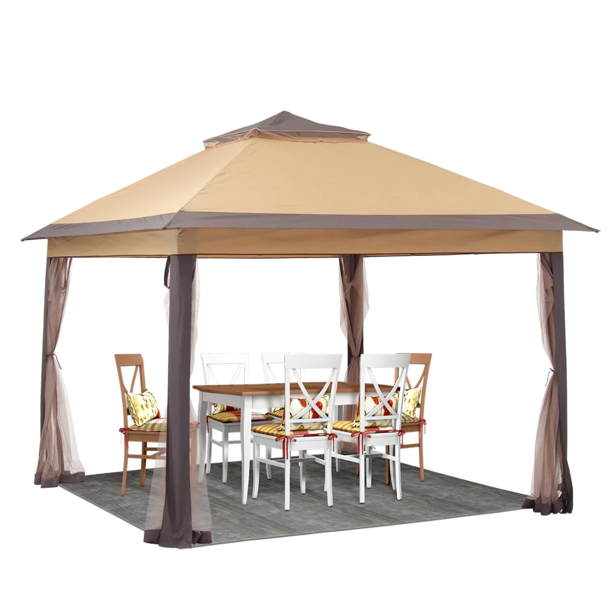 11 x 11 ft Pop up Gazebo Canopy with Mosquito Netting & Carrying Bag, Navy Blue Q1475