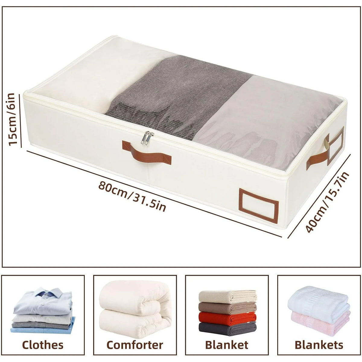 Beige Collapsible Underbed Storage Bag, 2 Pack Z62619