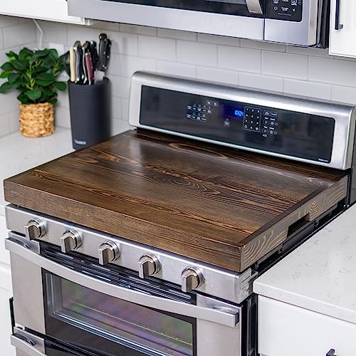 Noodle Board Stove Covers with Built-in Handles, Durable Extra Thick Pine Wood Handmade Cookware F992
