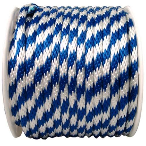 0.63 in. x 200 ft. Blue & White Solid Braid Polypropylene Rope O588