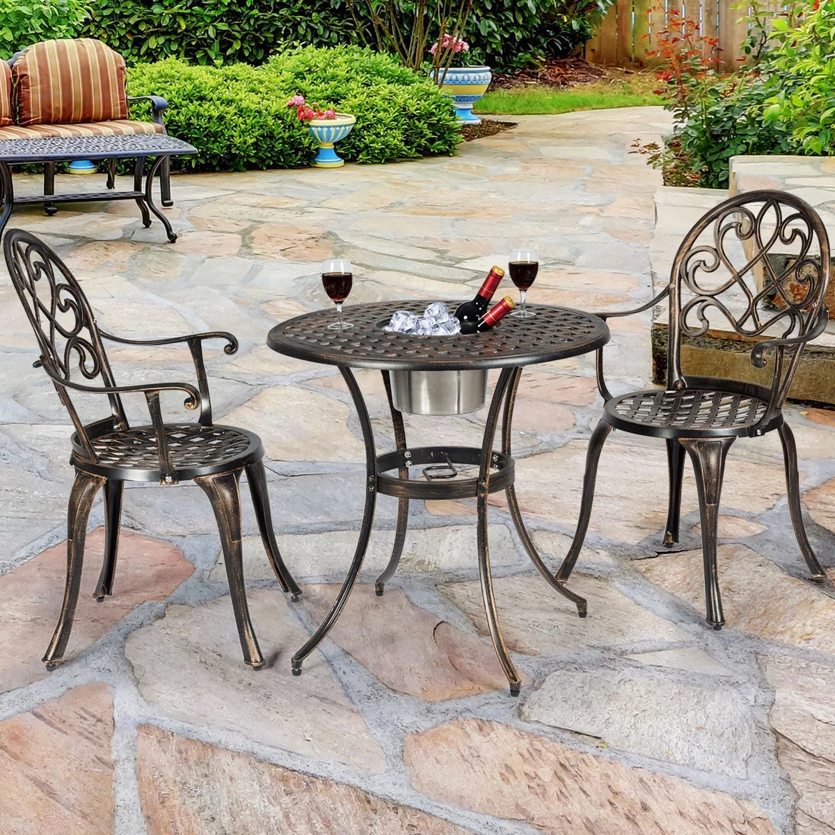 3 Pc Patio Dining Set with Ice Bucket T128