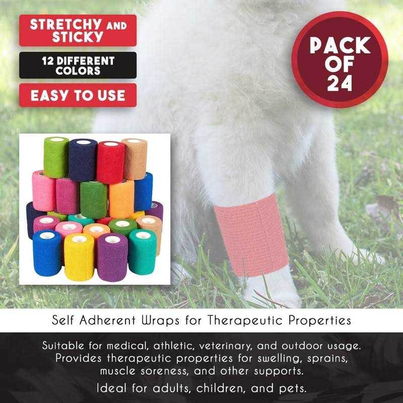 24 Rolls Self Adhesive Bandage Wrap 3 Inch x 5 Yards B605029