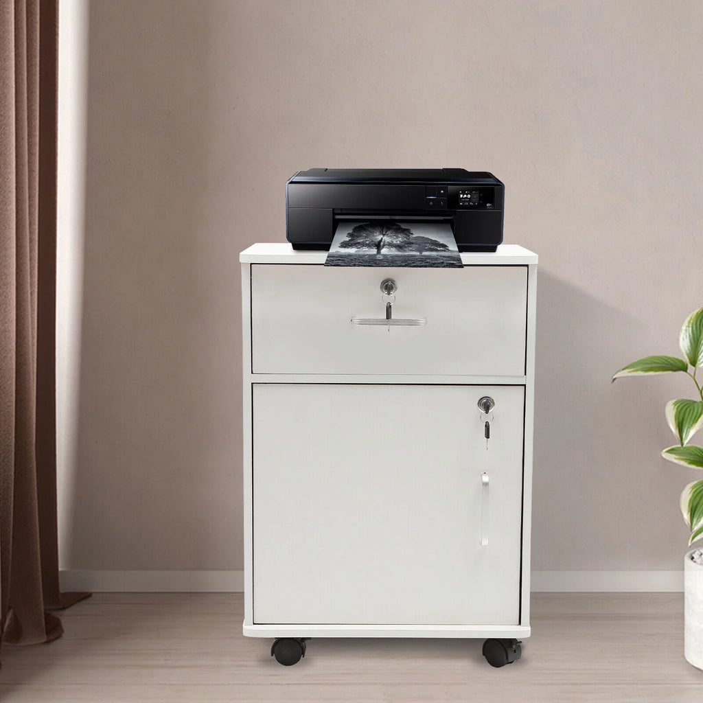 2 Tier Rolling File Cabinet with Lock Q8389