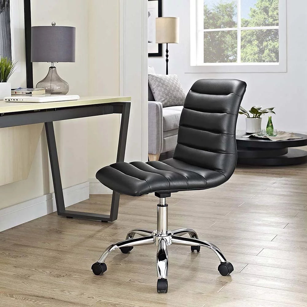 Black Ribbed Armless Swivel Office Chair 2-Pack A71028