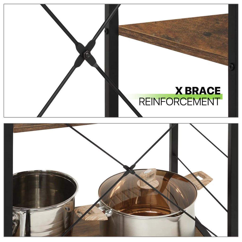 Brown 6 Shelves Kitchen Bakers Rack L116793
