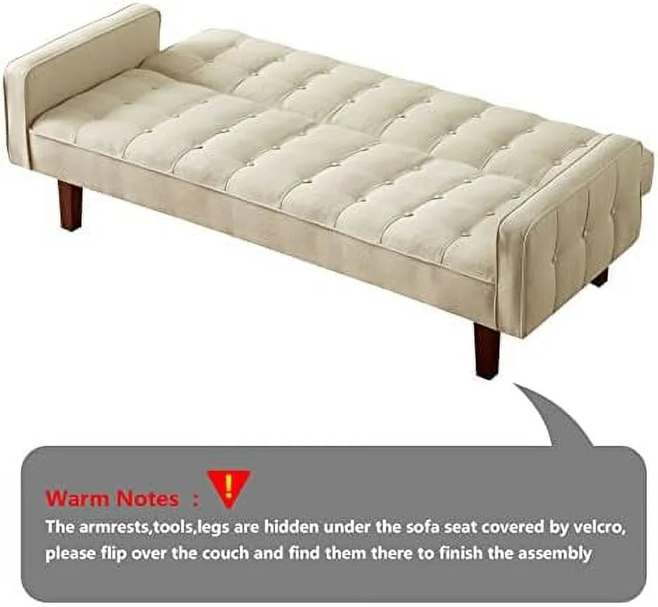 Linen Convertible Sleeper Sofa Bed 3 Seater (Blue) P5155