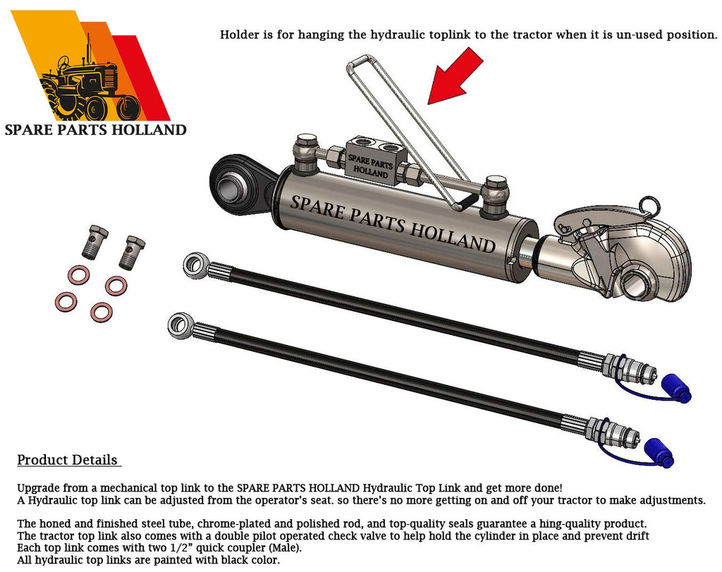 Hydraulic Top Link Cat. 1 Catch Hook 19 7/8 - 28 5/32 Stroke 8 9/32 K40517