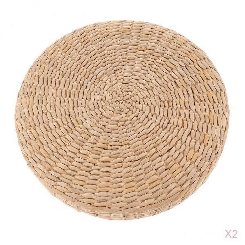 2 Pieces Round Straw Floor Cushion J5096