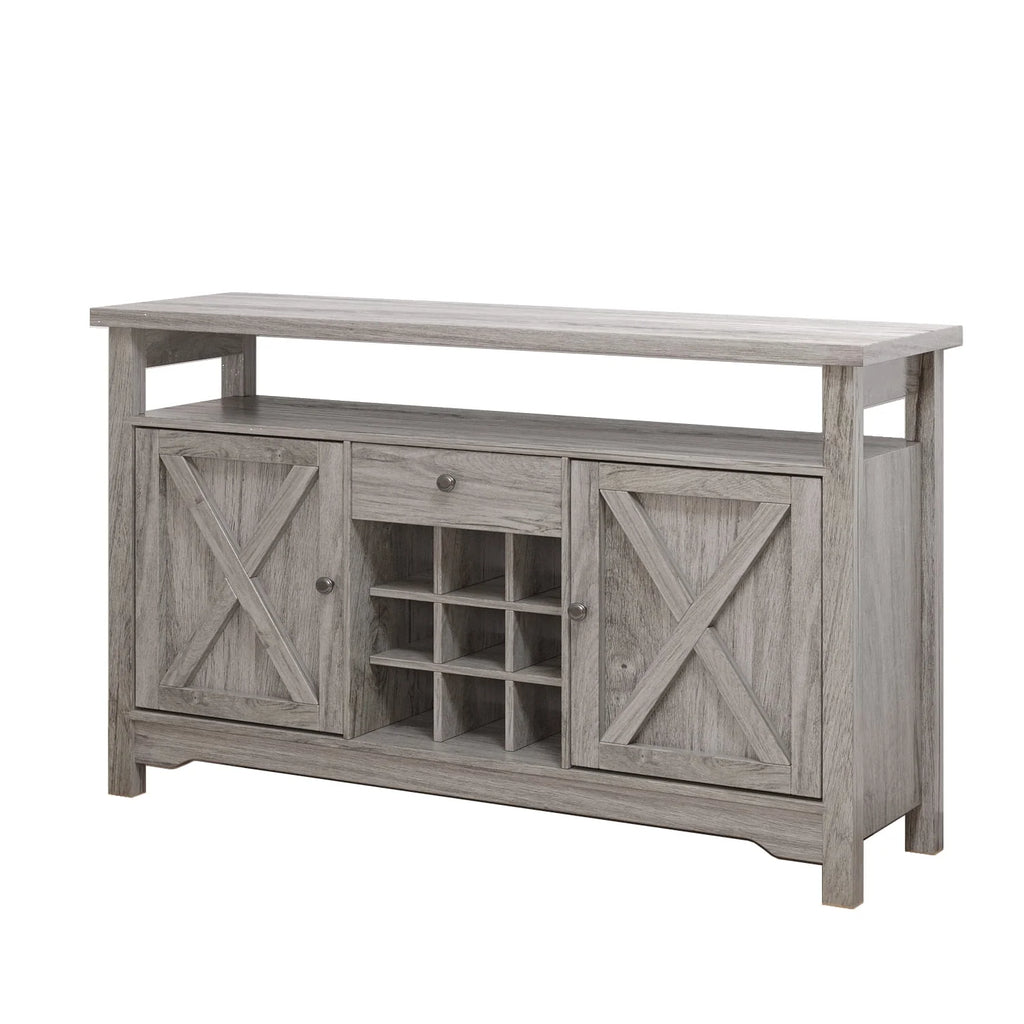 White 47 Kitchen Buffet Storage Cabinet with Barn Door V93877
