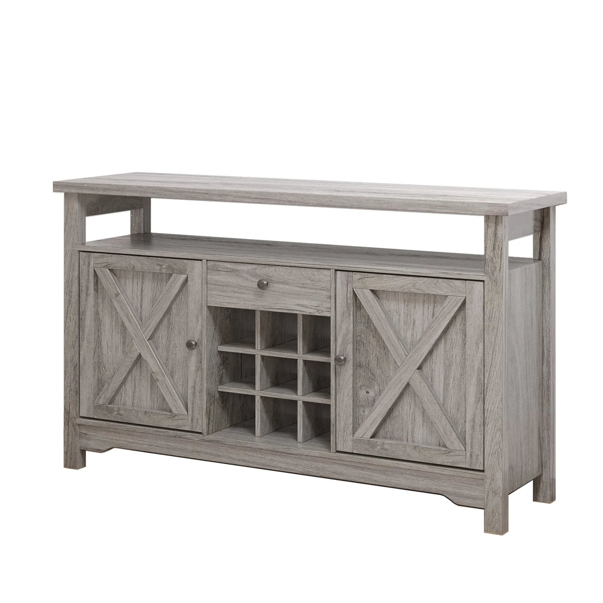 White 47 Kitchen Buffet Storage Cabinet with Barn Door V93877