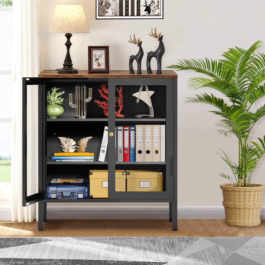 Metal Storage Cabinet with 2 Mesh Doors W326