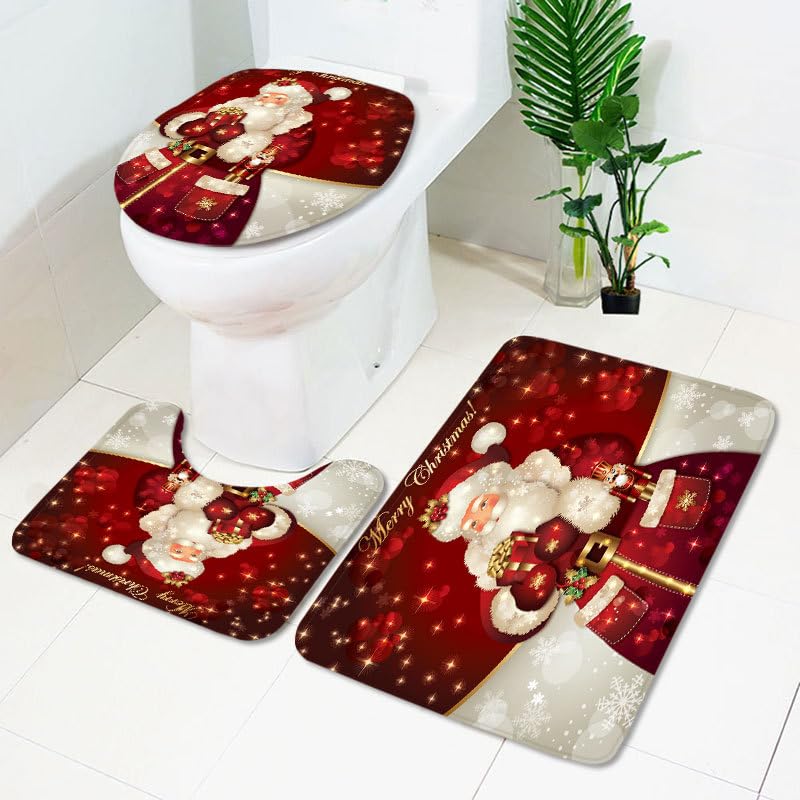 Christmas Bathroom Rugs Sets 3 Piece Washable Non Slip C73639