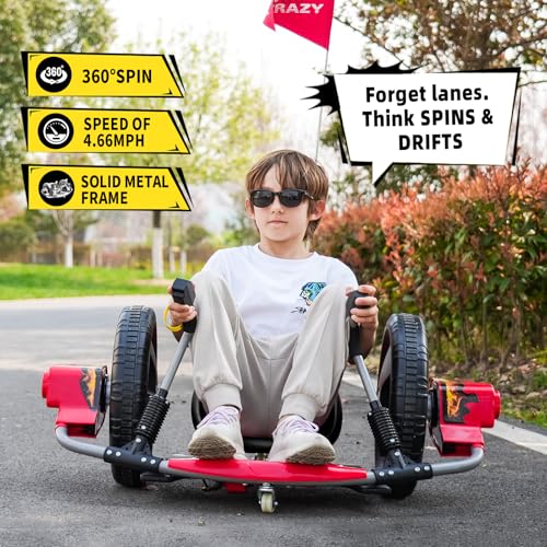 Electric Drift Kart with 16" Large Tyres, 360° Swivel Capability, Dual Lever Steering, 12V Ride On Toys (Red) P835423