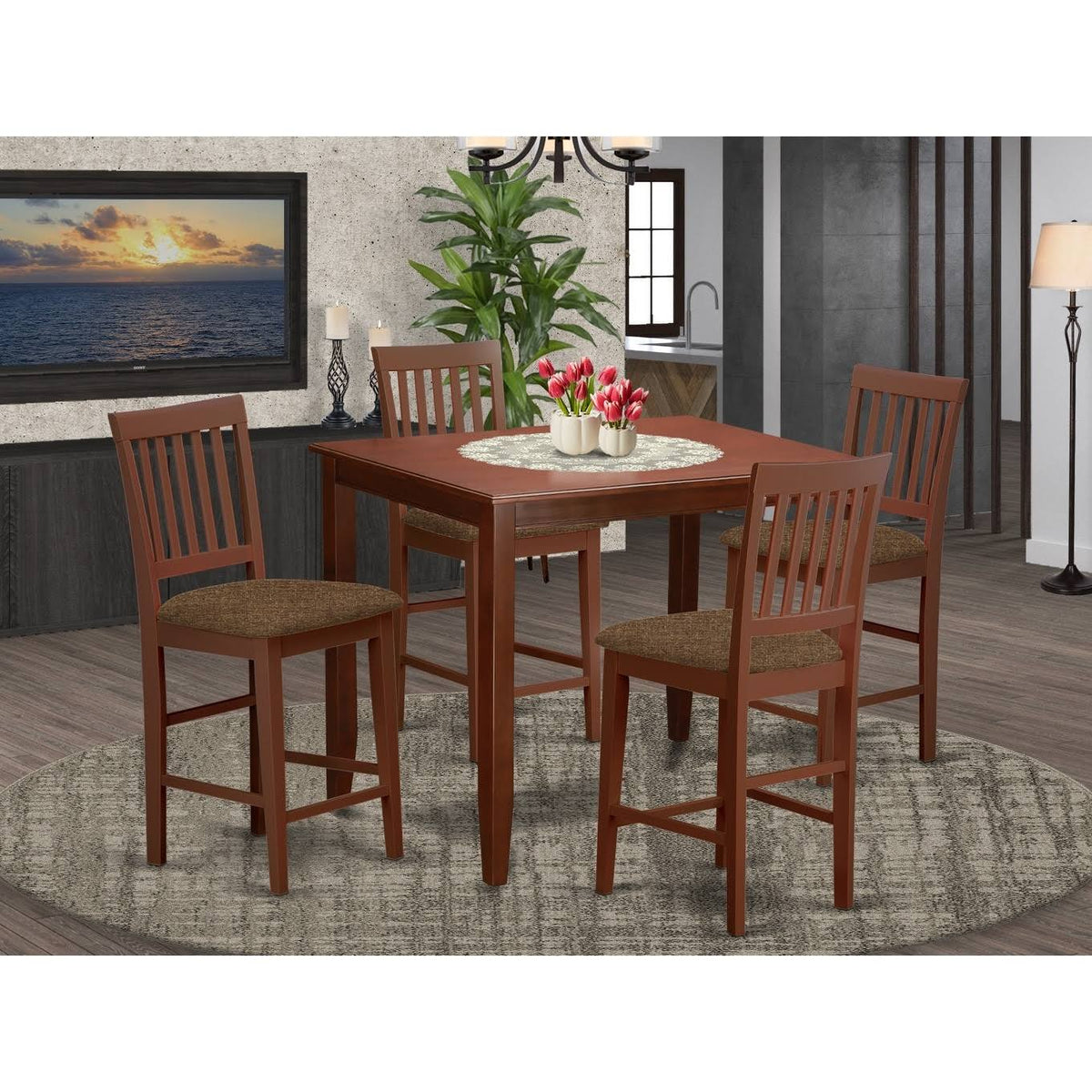 5 Piece Pub Table and 4 Stools Q6464