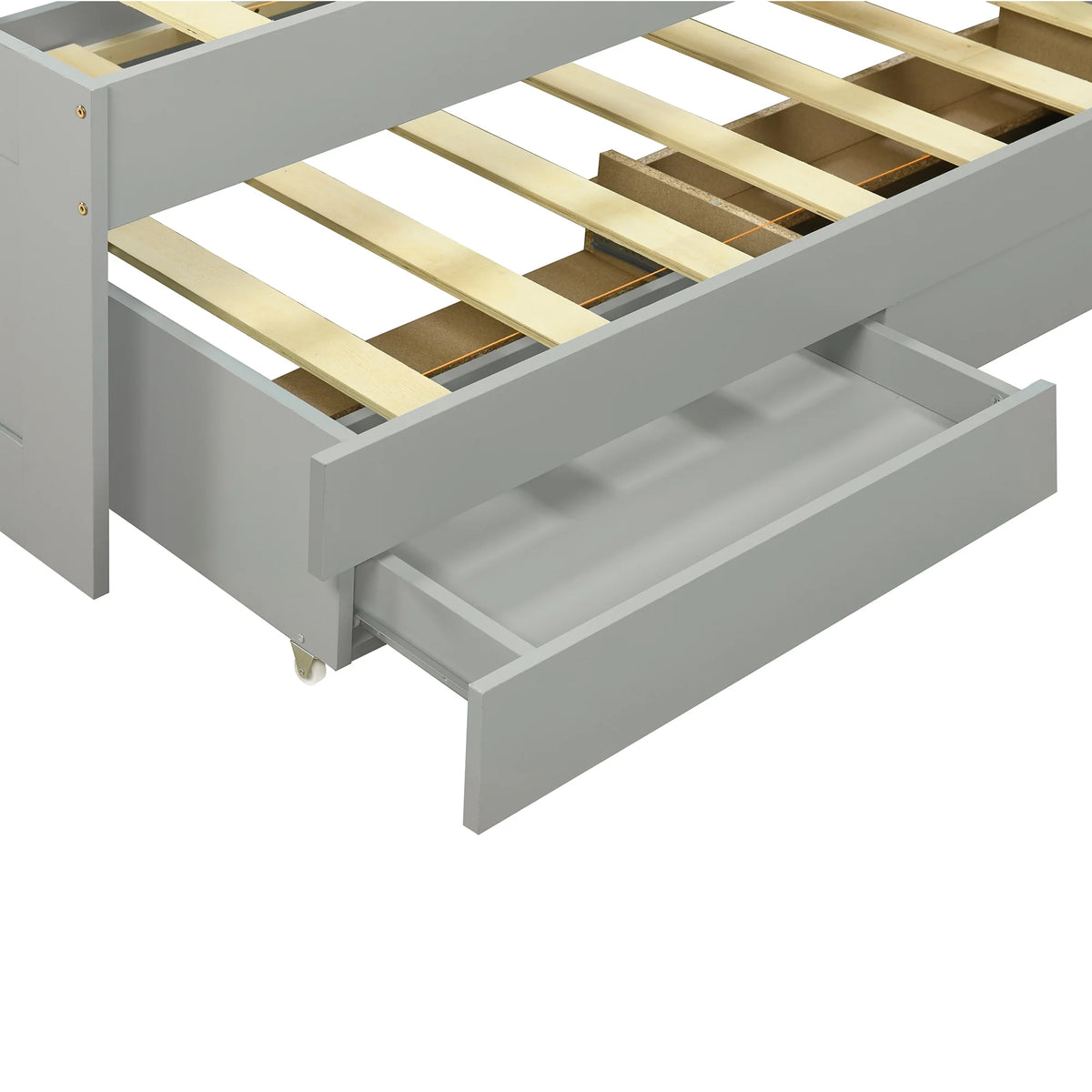 Gray Wood Twin XL Platform Bed with Storage and Drawers V875882