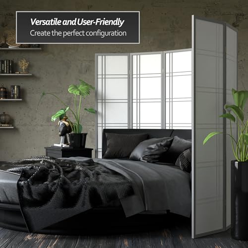 6 ft. Tall 3 Panels Grey Shoji Screen Room Divider E296