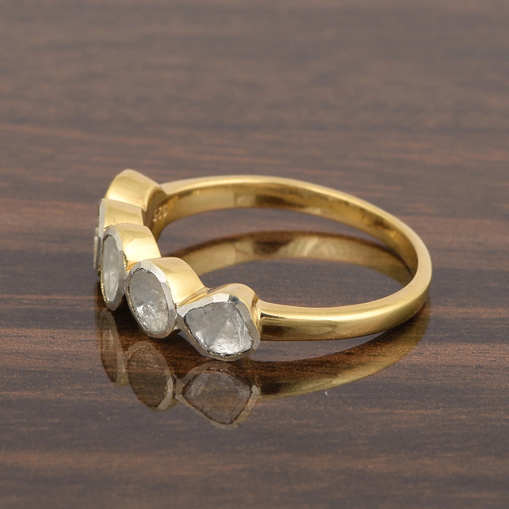 925 Sterling Silver Polki Diamond Ring B849