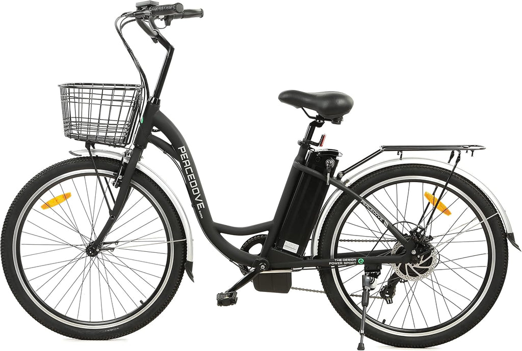 26" 350W Electric Cruiser Bike with Basket Shimano 7 Speed Removable 36V 10AH Lithium Battery R585840