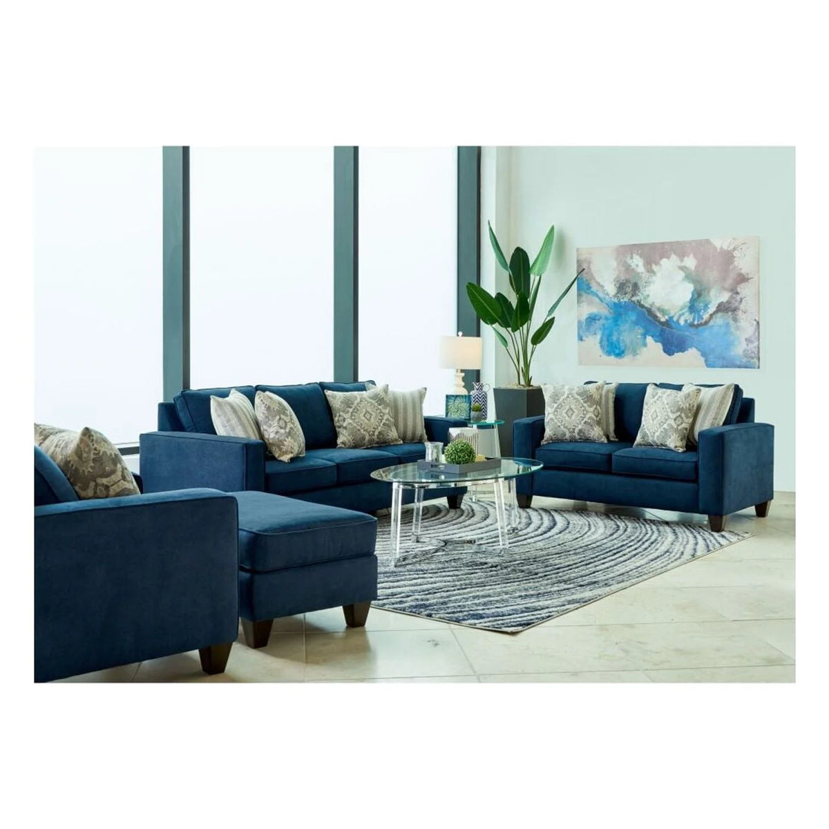 Navy Sofa and Loveseat Set Y2821