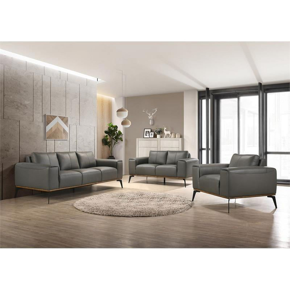 Gray Top Grain Leather Chair D622614