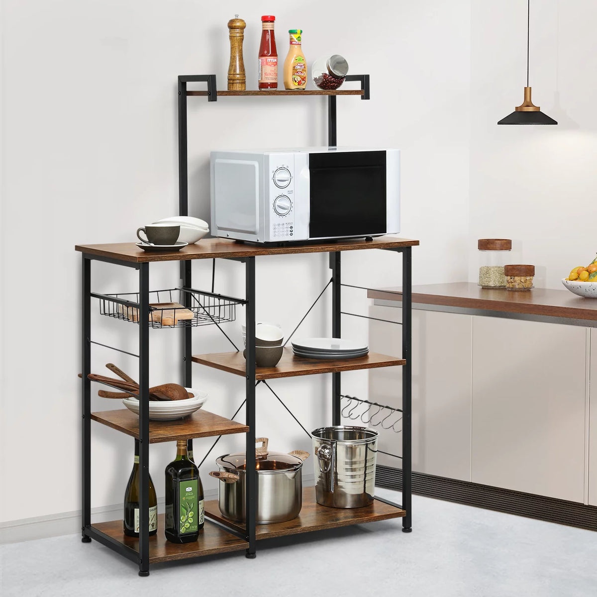 Brown 6 Shelves Kitchen Bakers Rack L116793