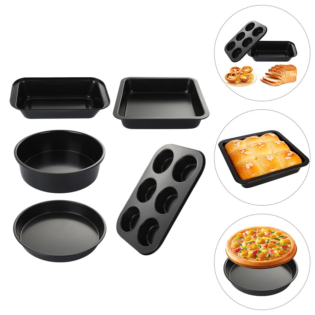 5pcs Baking Pan Baking Tools Pizza Toast Pans (Black) S3560